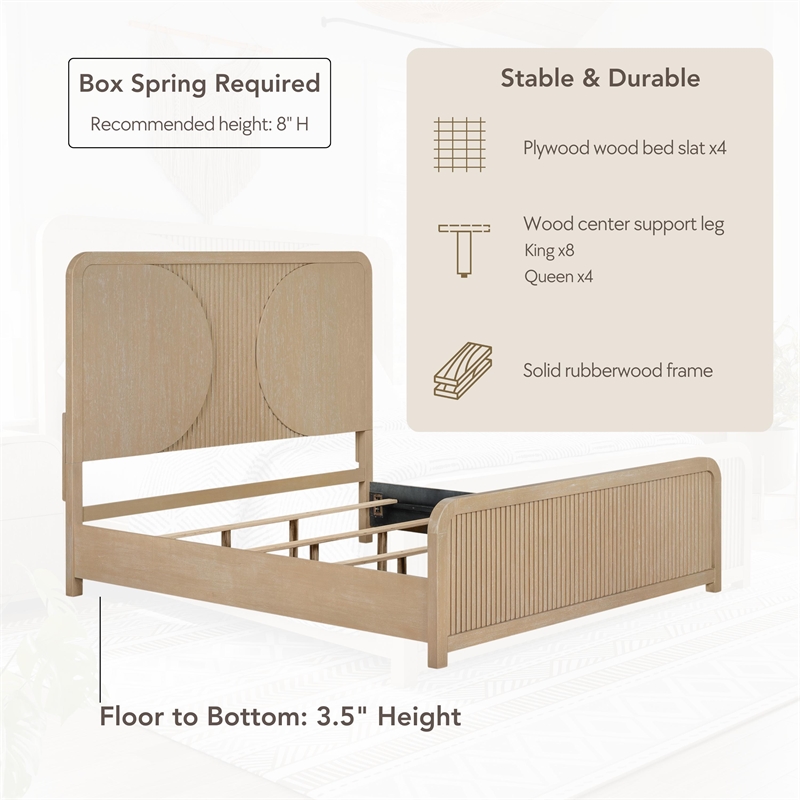Furniture of America Tissen Rounded Edges Panel Wood Queen Bed in Natural