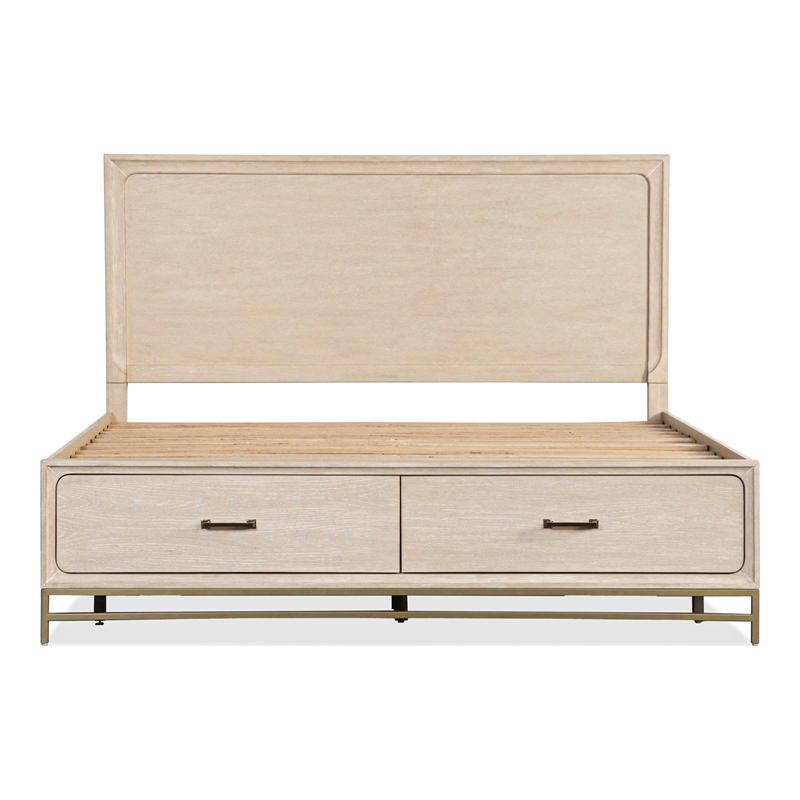 Furniture of America Don Wood and Metal Panel King Bed in Light Oak