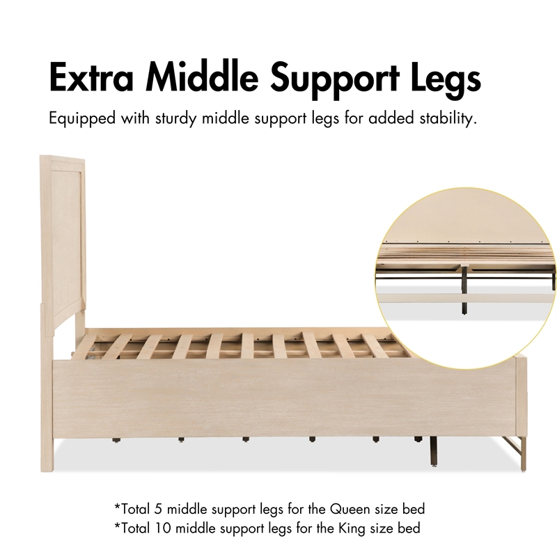 Furniture of America Don Wood and Metal Panel King Bed in Light Oak