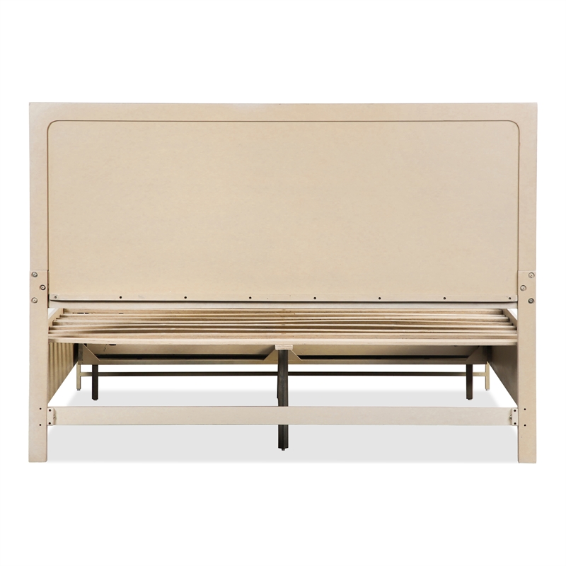Furniture of America Don Wood and Metal Panel King Bed in Light Oak
