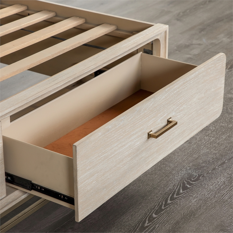 Furniture of America Don Wood and Metal Panel King Bed in Light Oak