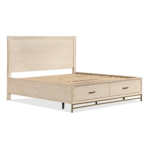 Furniture of America Don Wood and Metal Panel King Bed in Light Oak