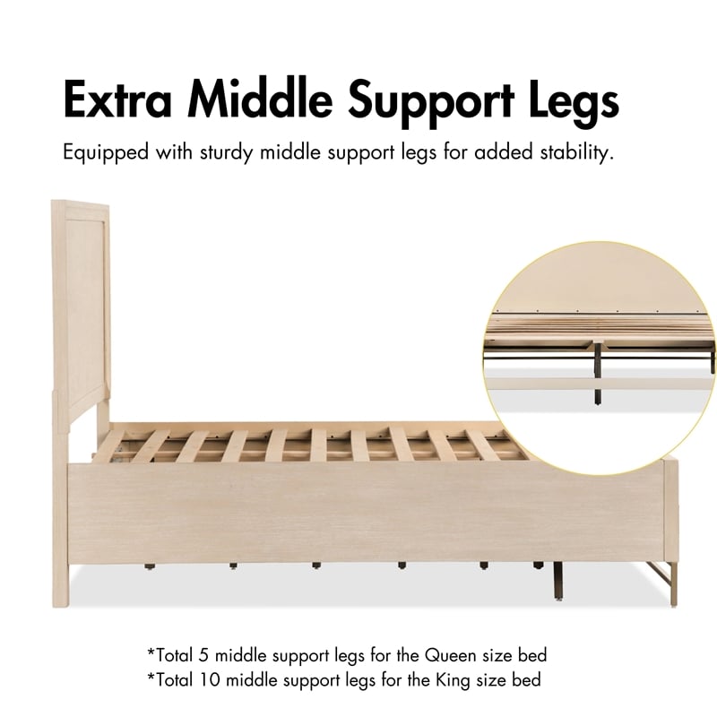 Furniture of America Don Wood and Metal Panel Queen Bed in Light Oak