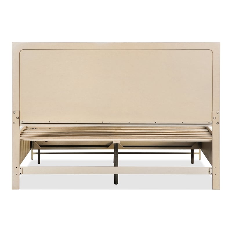 Furniture of America Don Wood and Metal Panel Queen Bed in Light Oak