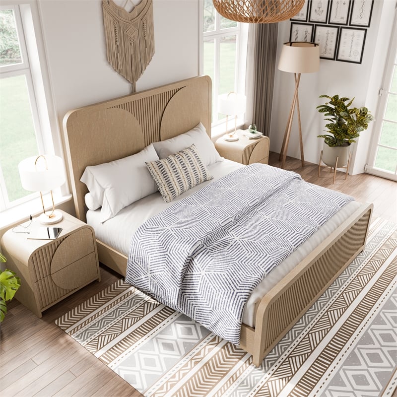 Furniture of America Tissen Wood King 3-Piece Bedroom Set in Natural