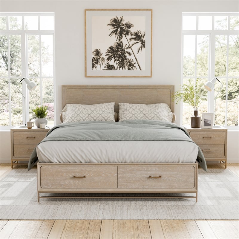Furniture of America Don Wood Queen 3-Piece Bedroom Set in Light Oak