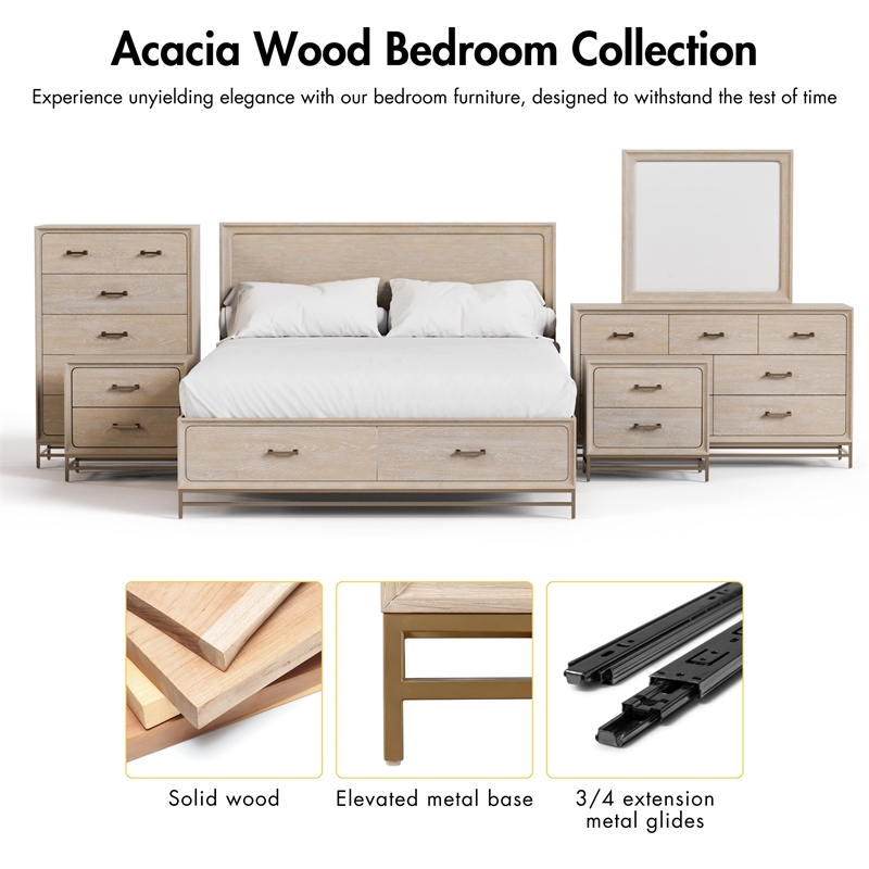 Furniture of America Don Wood King 3-Piece Bedroom Set in Light Oak