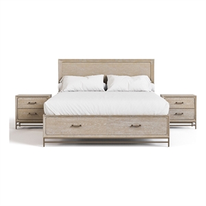 Furniture of America Don Wood King 3-Piece Bedroom Set in Light Oak