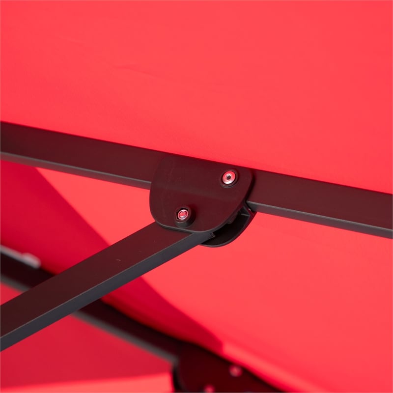 Furniture of America Harrell Polyester 10' Double Top Square Umbrella in Red