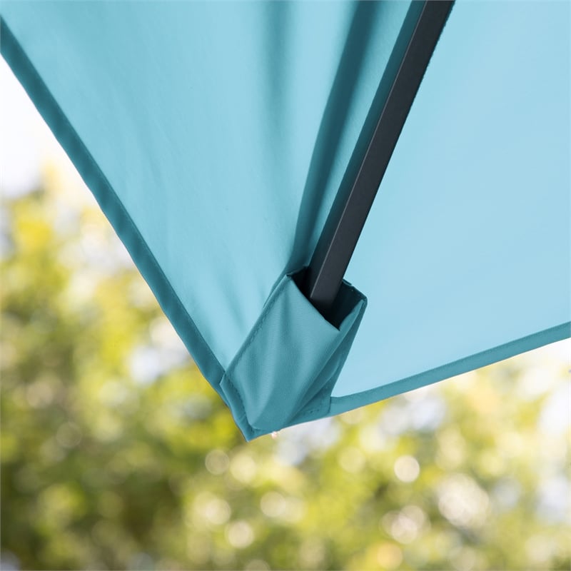 Furniture of America Harrell Polyester 10' Double Top Square Umbrella in Teal
