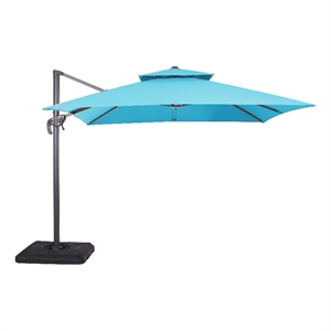 Furniture of America Harrell Polyester 10' Double Top Square Umbrella in Teal