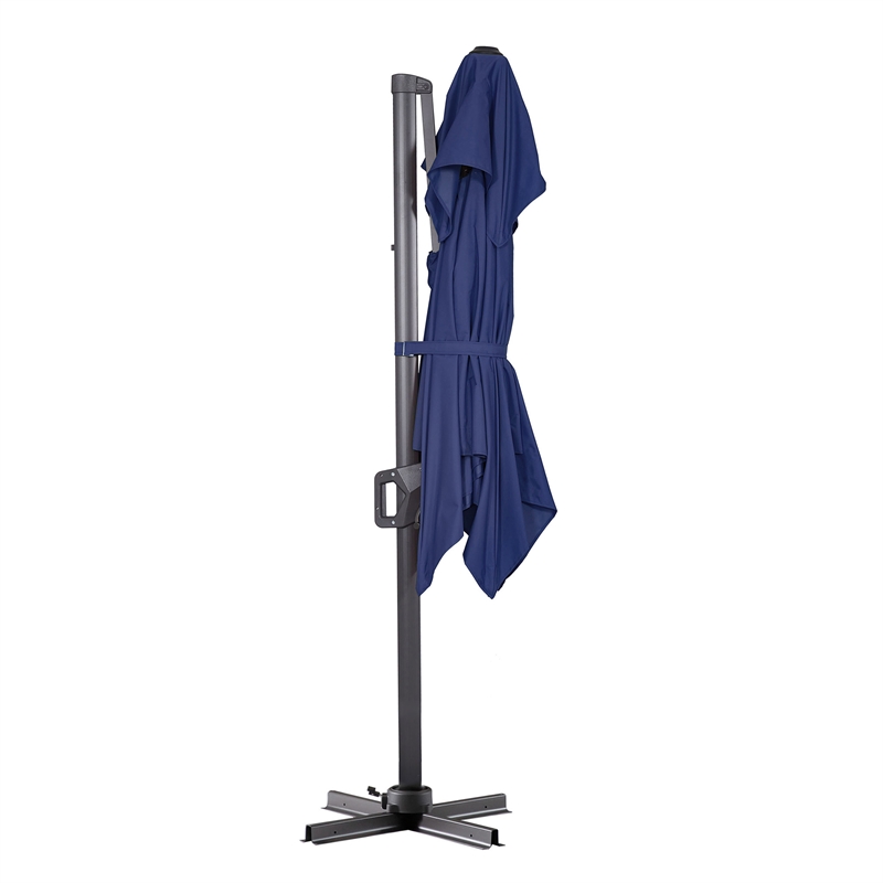 Furniture of America Maynard Polyester 8' Double Top Square Umbrella in Blue