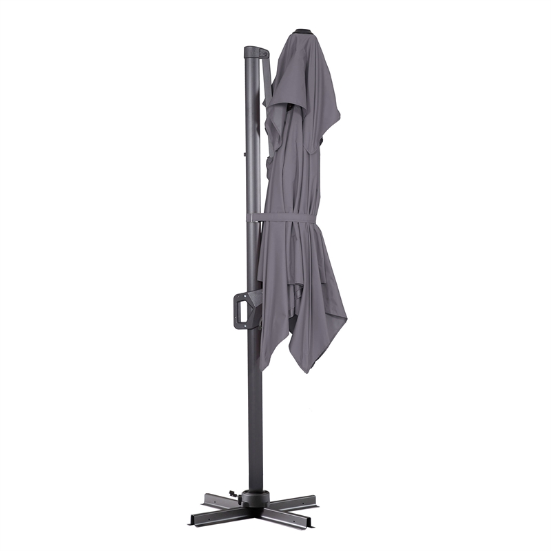 Furniture of America Maynard Polyester 8' Double Top Square Umbrella in Gray