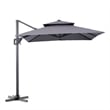 Furniture of America Maynard Polyester 8' Double Top Square Umbrella in Gray