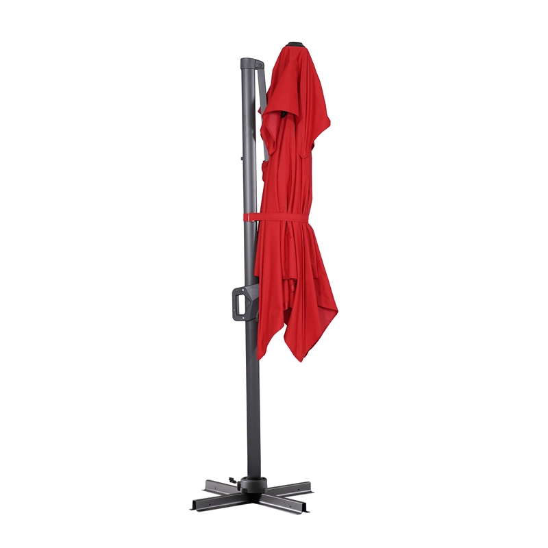 Furniture of America Maynard Polyester 8' Double Top Square Umbrella in Red
