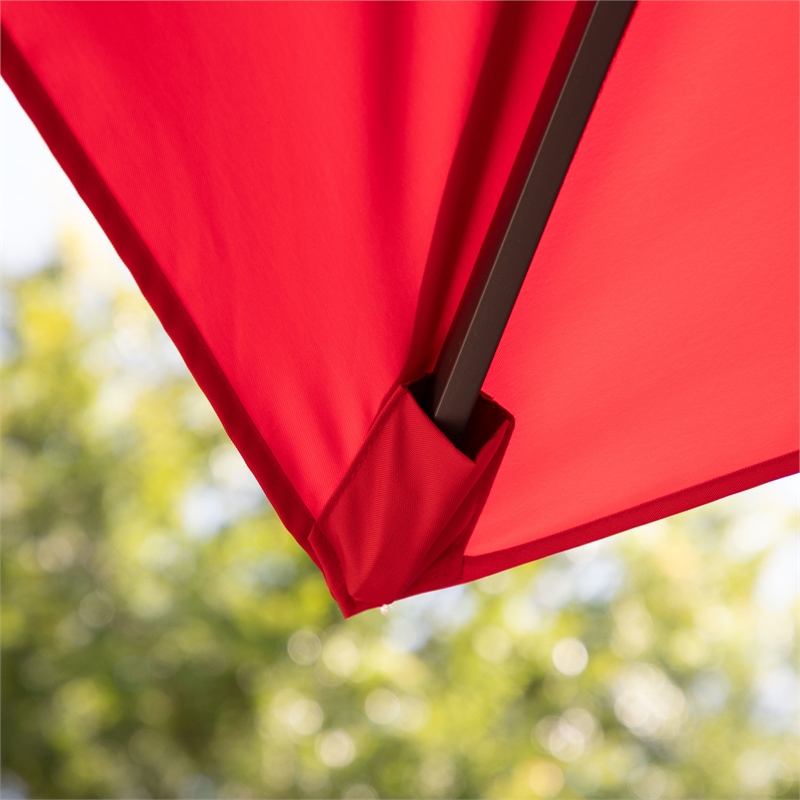 Furniture of America Maynard Polyester 8' Double Top Square Umbrella in Red