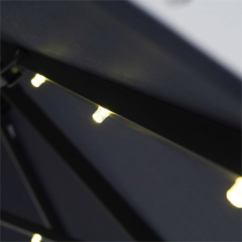 Furniture of America Vauren Fabric 10' Double Top Round Blue Umbrella with LED