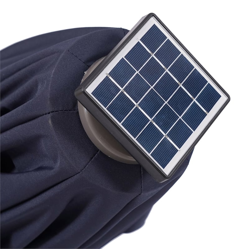 Furniture of America Vauren Fabric 10' Double Top Round Blue Umbrella with LED