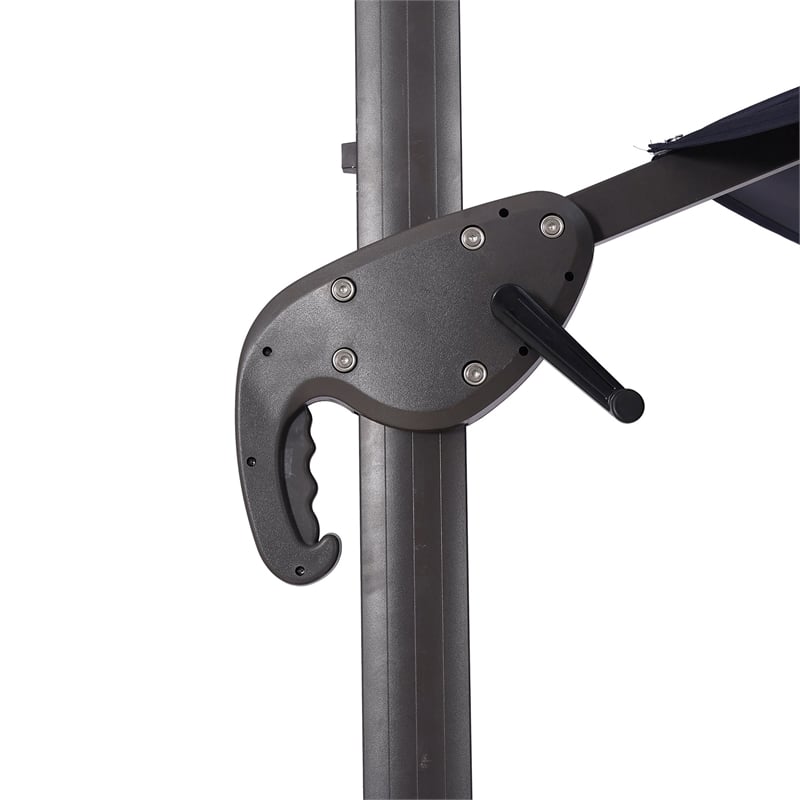 Furniture of America Vauren Fabric 10' Double Top Round Blue Umbrella with LED