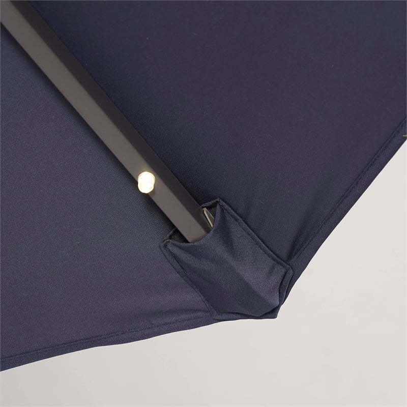 Furniture of America Vauren Fabric 10' Double Top Round Blue Umbrella with LED