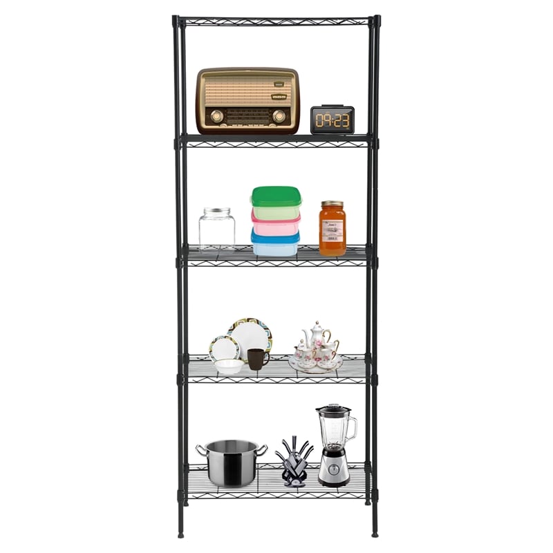 Furniture of America Nigel Metal 5-Tier Wire Shelving Rack in Black
