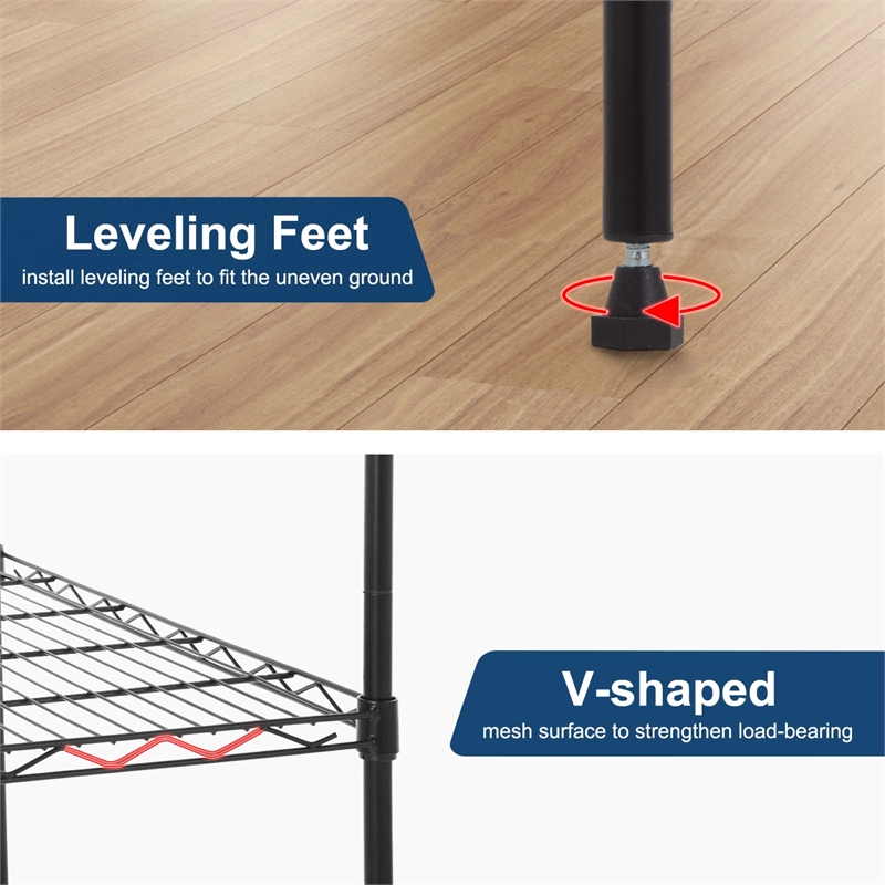 Furniture of America Nigel Metal 5-Tier Wire Shelving Rack in Black