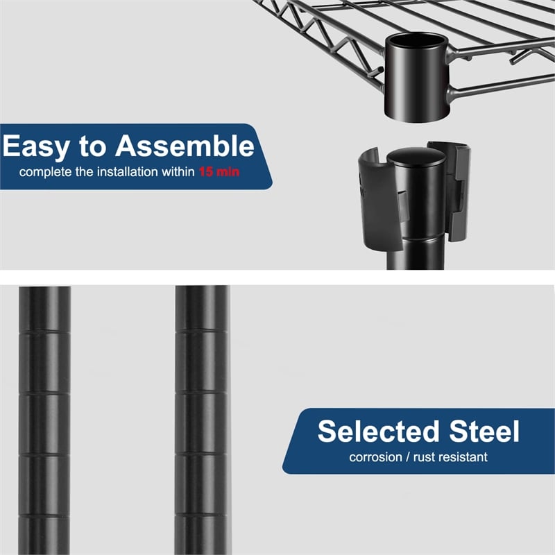 Furniture of America Nigel Metal 5-Tier Wire Shelving Rack in Black