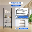 Furniture of America Nigel Metal 5-Tier Wire Shelving Rack in Black