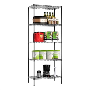 Furniture of America Nigel Metal 5-Tier Wire Shelving Rack in Black