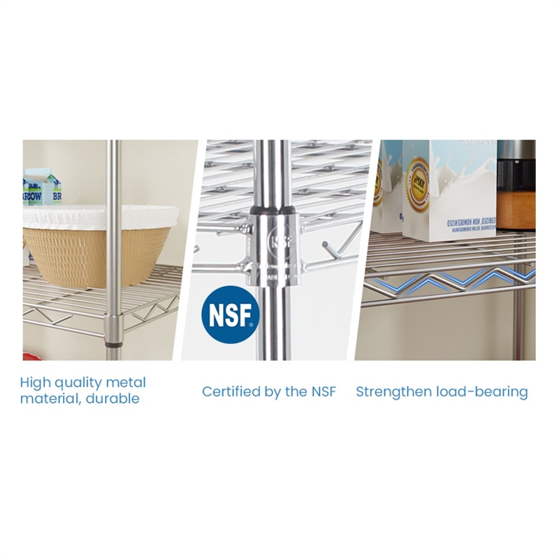 Furniture of America Nigel Metal 5-Tier Wire Shelving Rack in Chrome
