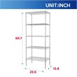 Furniture of America Nigel Metal 5-Tier Wire Shelving Rack in Chrome