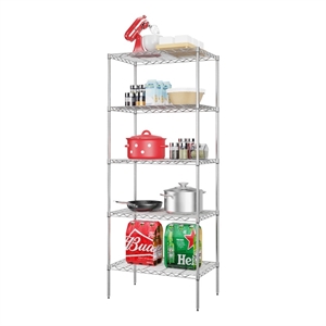 Furniture of America Nigel Metal 5-Tier Wire Shelving Rack in Chrome
