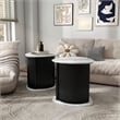 Furniture of America Elara Iron and Faux Marble 2-Piece End Table Set in Black