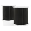 Furniture of America Elara Iron and Faux Marble 2-Piece End Table Set in Black