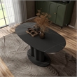 Furniture of America Elara Iron and Faux Marble Pedestal Dining Table in Black