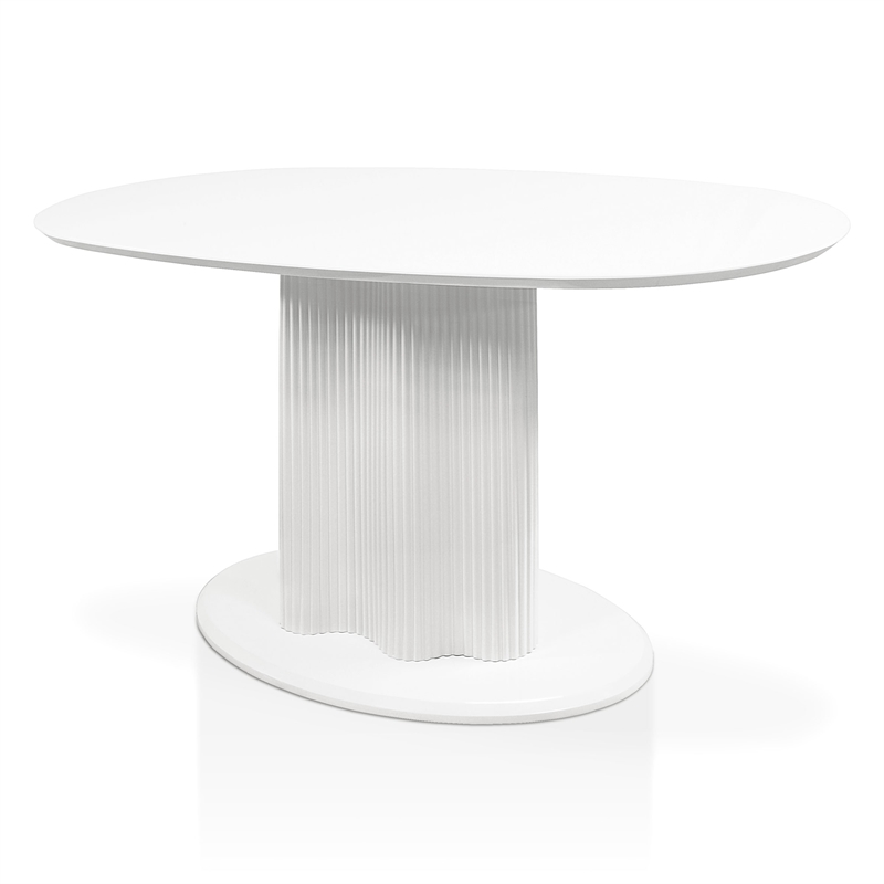 Furniture of America Elara Iron and Wood Pedestal Dining Table in White
