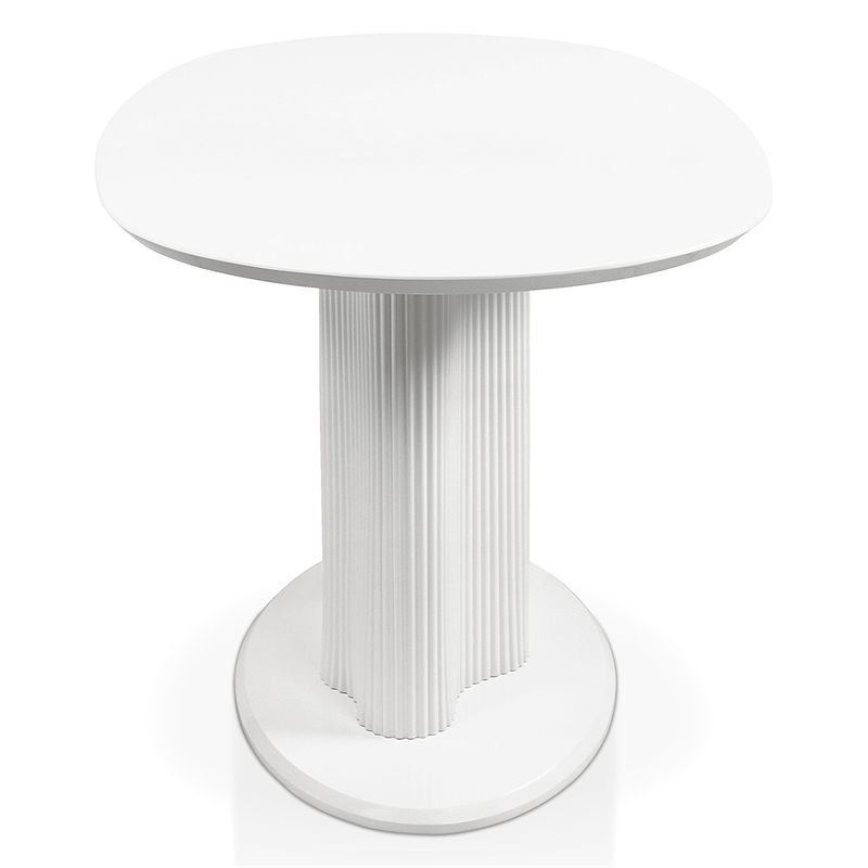 Furniture of America Elara Iron and Wood Pedestal Dining Table in White