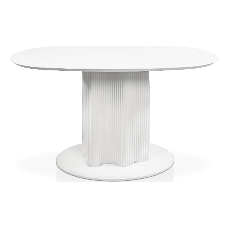 Furniture of America Elara Iron and Wood Pedestal Dining Table in White