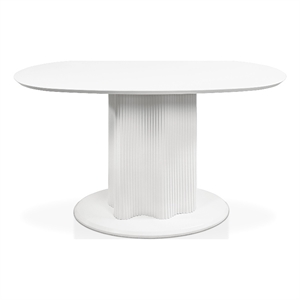 Furniture of America Elara Iron and Wood Pedestal Dining Table in White