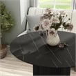 Furniture of America Elara Faux Marble Iron Pedestal Round Dining Table in Black