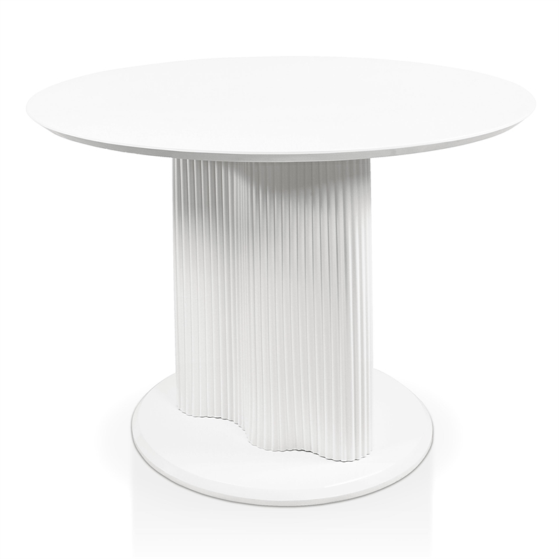 Furniture of America Elara Wood Iron Pedestal Round Dining Table in White