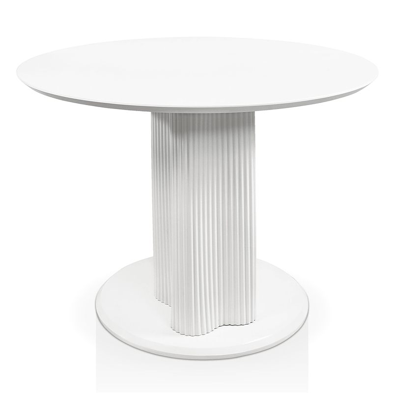 Furniture of America Elara Wood Iron Pedestal Round Dining Table in White