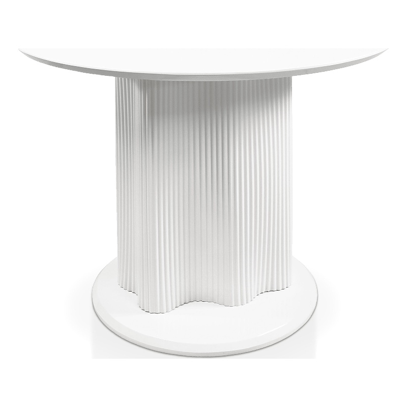 Furniture of America Elara Wood Iron Pedestal Round Dining Table in White