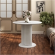 Furniture of America Elara Faux Marble Iron Pedestal Round Dining Table in White