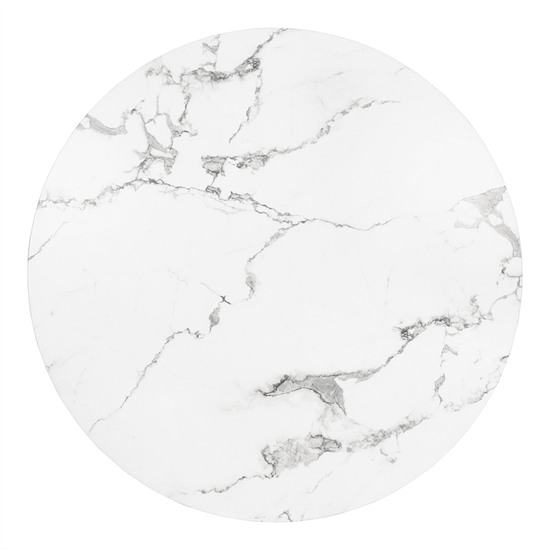 Furniture of America Elara Faux Marble Iron Pedestal Round Dining Table in White