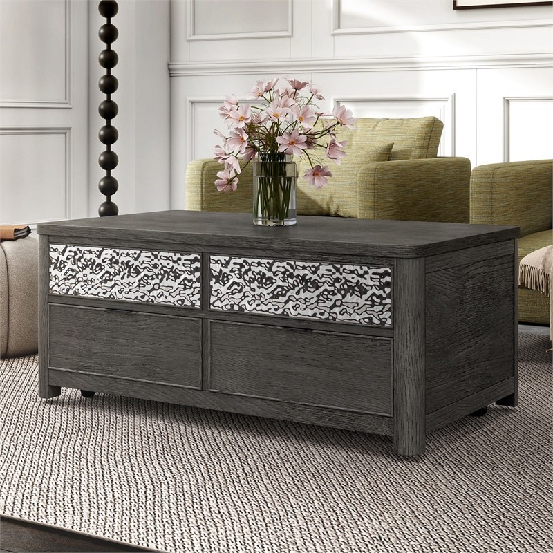 Furniture of America Selyra Wood Lift-Top Coffee Table in Gray