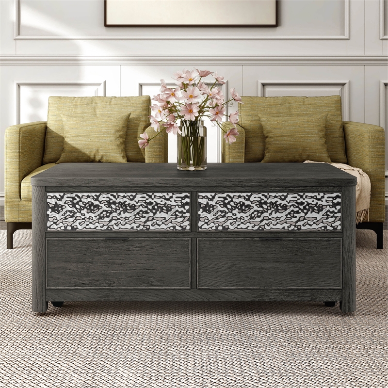 Furniture of America Selyra Wood Lift-Top Coffee Table in Gray