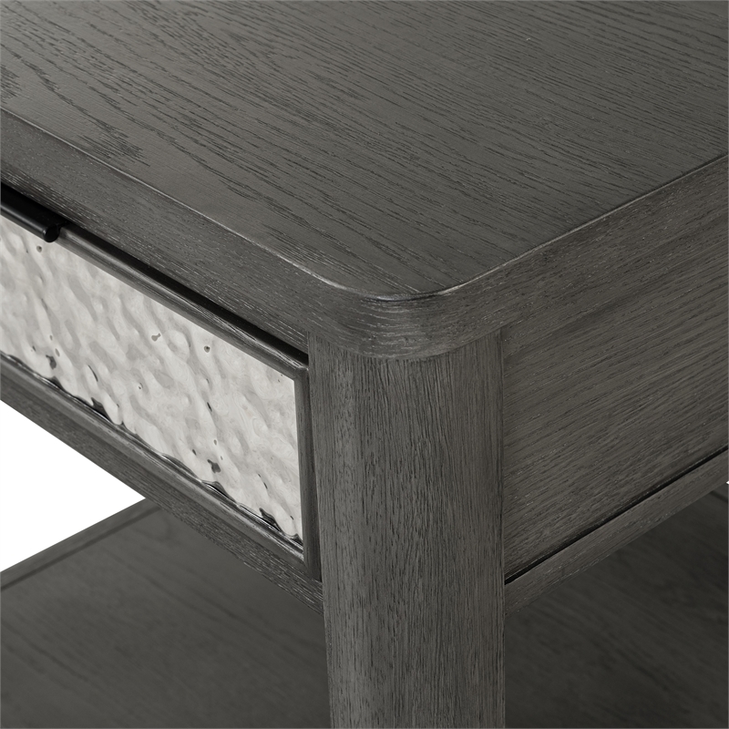 Furniture of America Selyra Wood 1-Drawer Gray End Table with Shelf