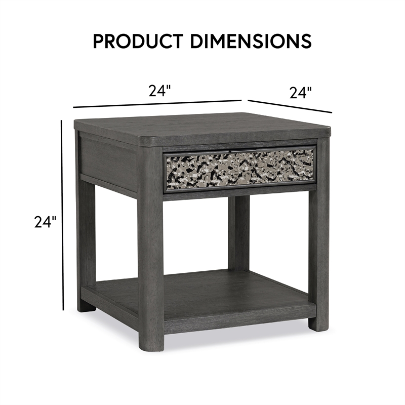 Furniture of America Selyra Wood 1-Drawer Gray End Table with Shelf