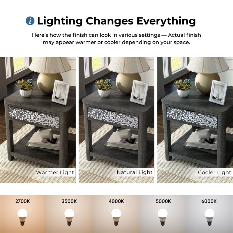 Furniture of America Selyra Wood 1-Drawer Gray End Table with Shelf